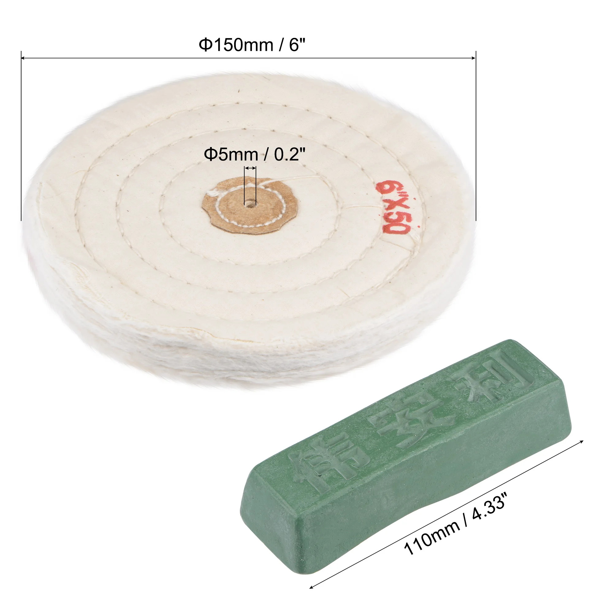 

Uxcell Cotton Buffing Wheel 6-inch with 5mm Arbor Hole with Polishing Compound for Bench Grinder Tool White