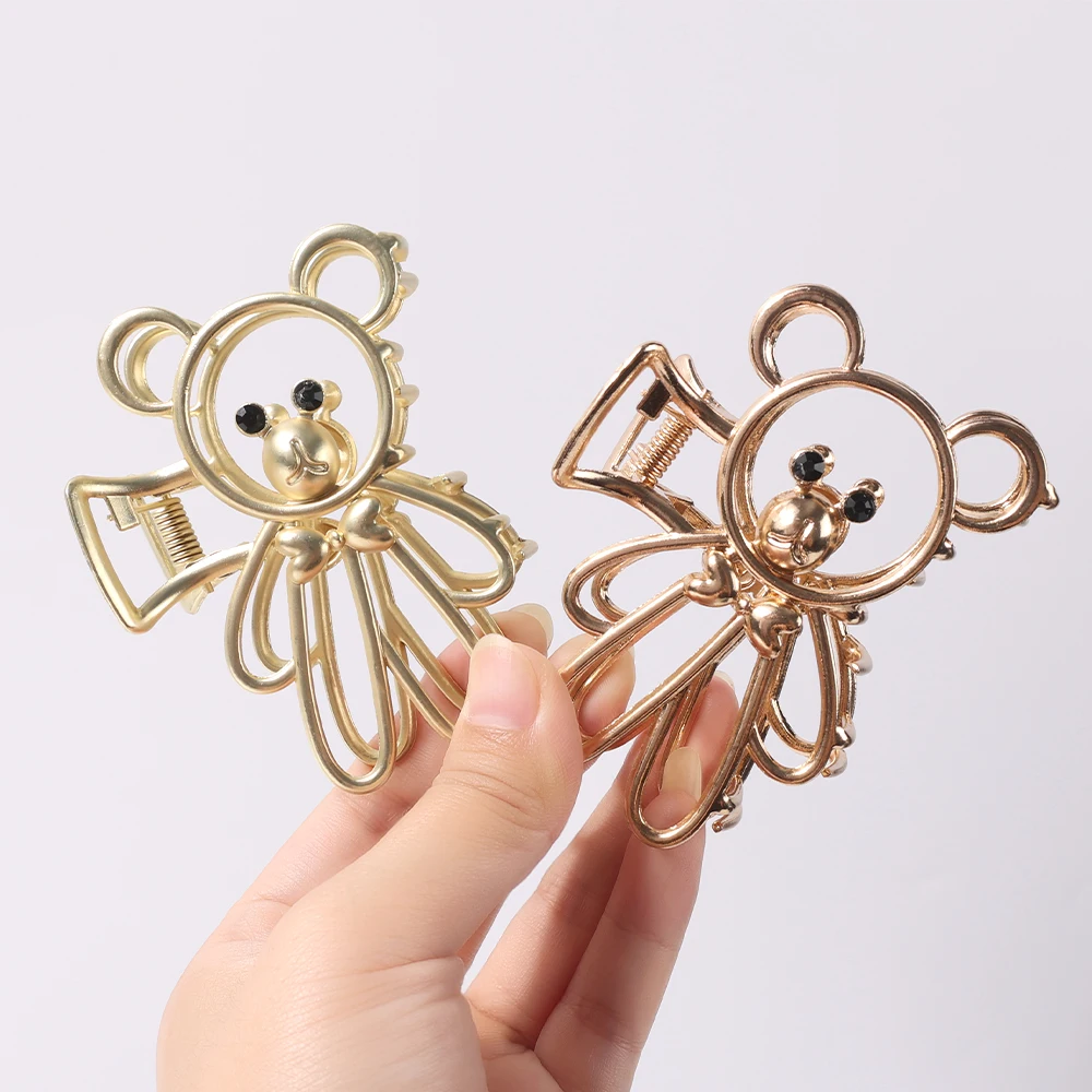 2021 металлический медведь полые заколки для волос Элегантный держатель конского