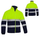 Теплая Флисовая Светоотражающая куртка для мужчин, двухцветная Рабочая куртка с молнией спереди, защитное зимнее рабочее пальто, строительная куртка