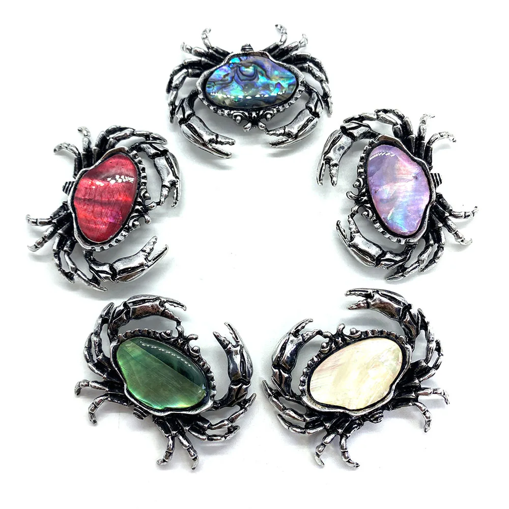 

pearl Shell Inlaid Metal Crab Pendant, Various Colors of Jewelry, Fashionable Charm DIY Necklace, Bracelet, Anklet Accessories