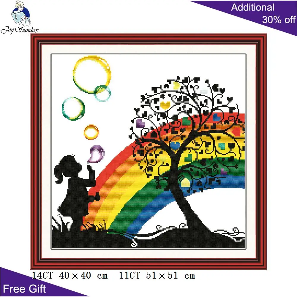 Радужный Пузырь Joy Sunday для мальчика и девочки домашний декор R075(1) R075(2) 14CT 11CT наборы