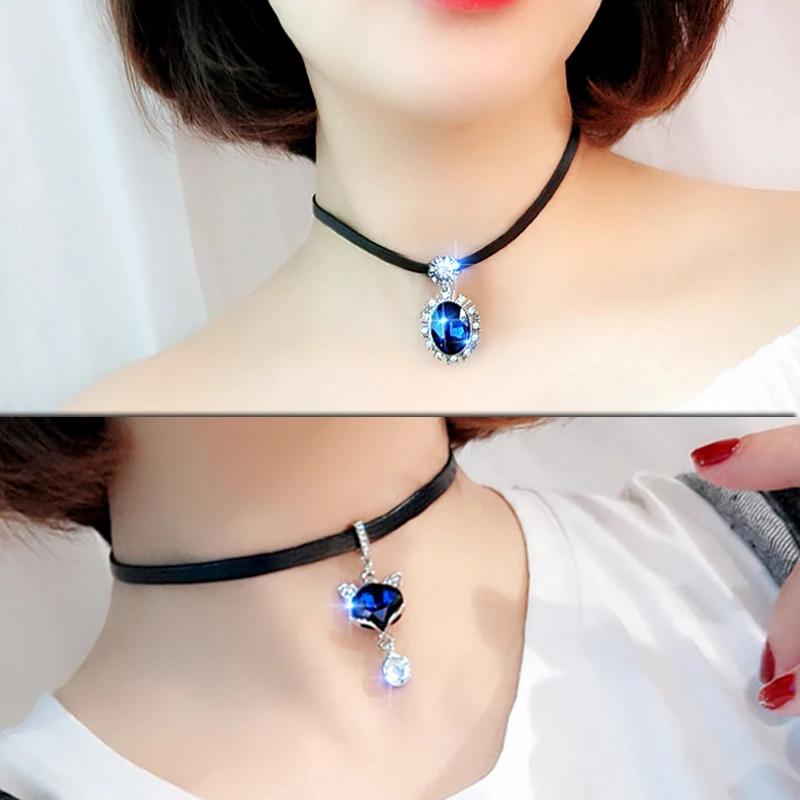 Сексуальное ожерелье с лисой женское животным колье до ключиц красная простая