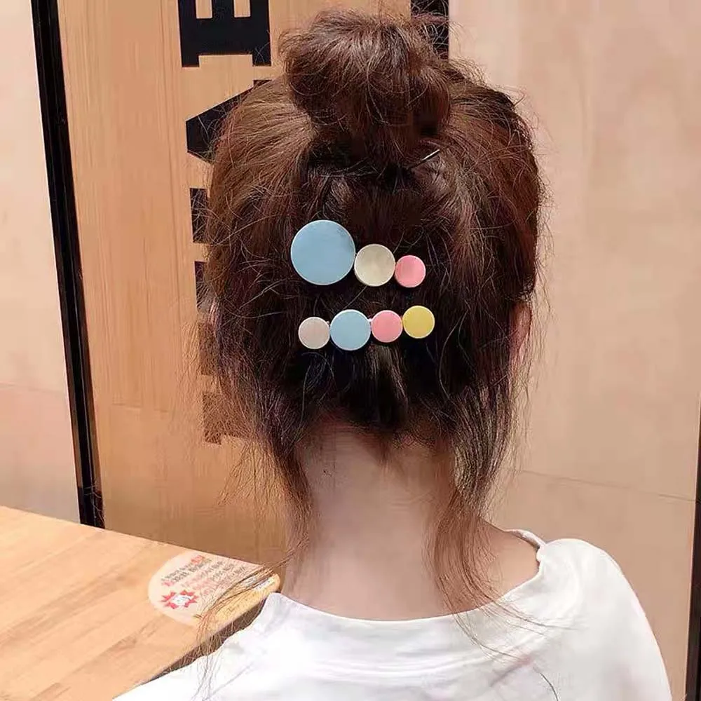 Деревянные радужные заколки для волос девочек круглые женщин милые аксессуары