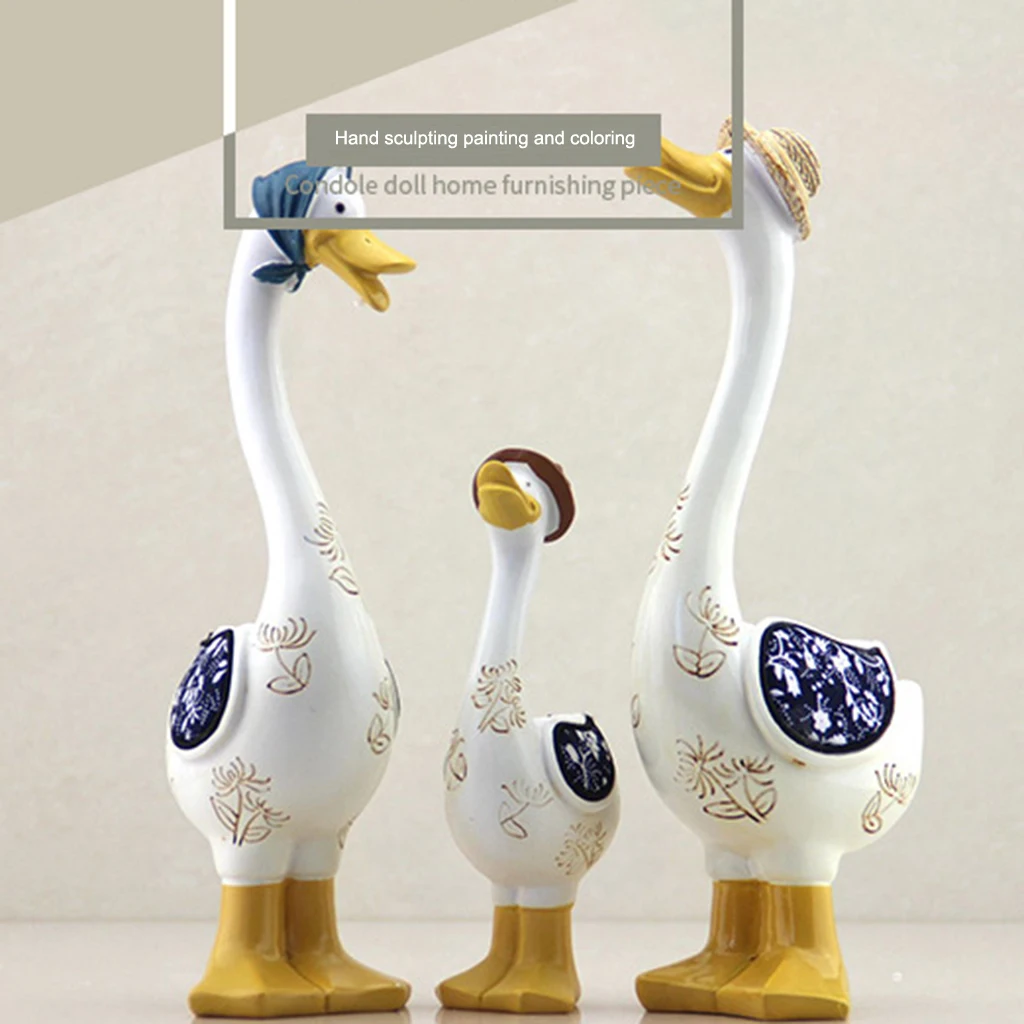 

3x Countryside Duck Family Figurine Ornament TV Cabinet Animal Statue Decor