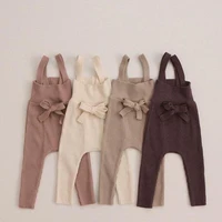 autumn baby ribbed pants cotton infant girl leggings solid toddler strap pants boys pp pants kids overalls children trousers