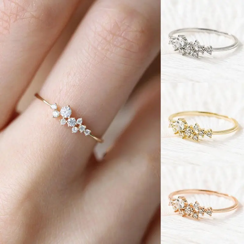 Женское кольцо с фианитом AAA + золотое минималистичное для свадебной вечеринки