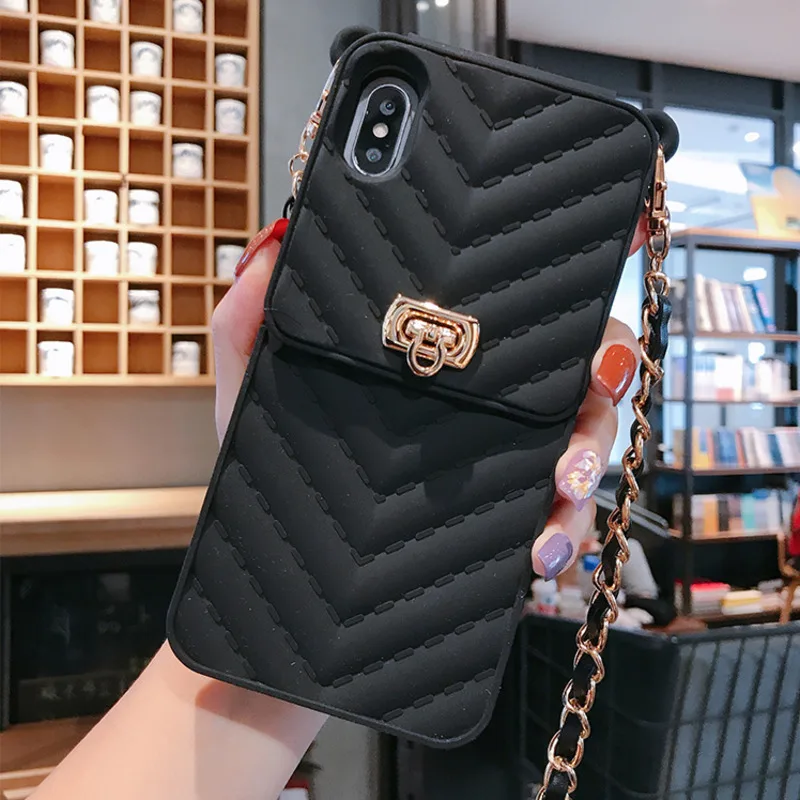 2022.Luxurious Portable With Metal lanyard Phone Case For IPhone 11 Pro XR XS Max 12 All-inclusive Wallet Cover For IPhone 6 7