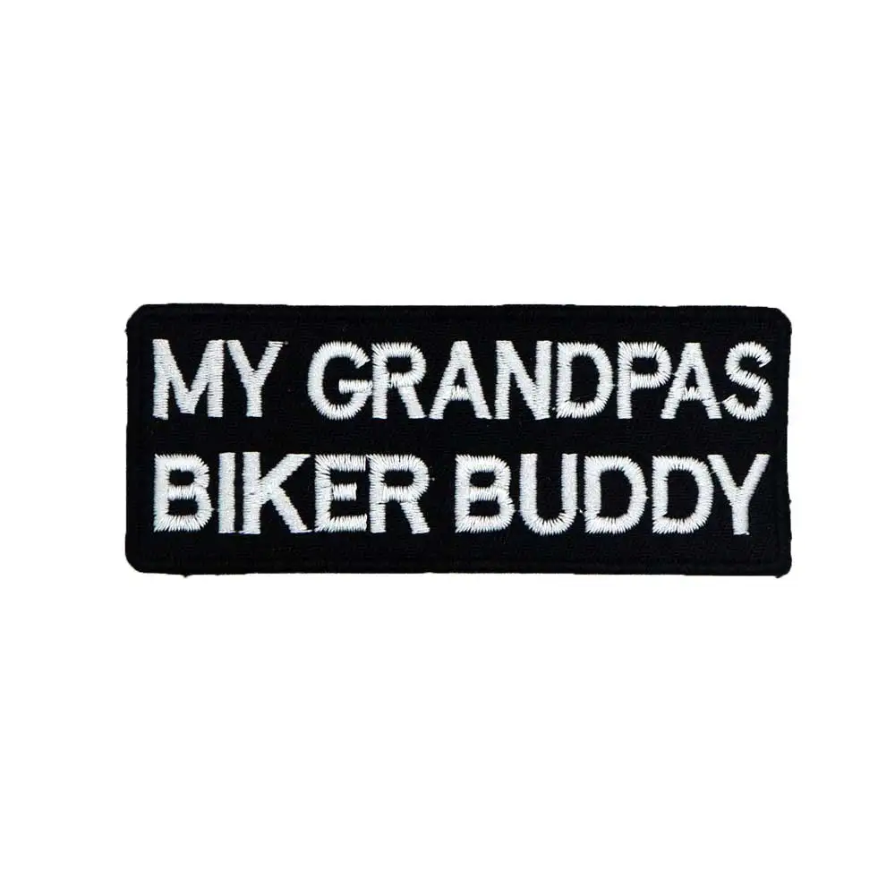 

MY GRANDPAS BIER BUDDY iron on backing punk skull embroidered rider biker motorcycle patches for back vest hat clothing