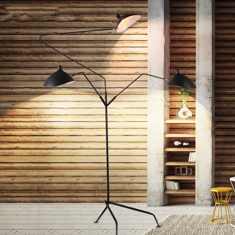 

Nordic postmodern Adjustable Spider Arm Tripod Floor Lamp Creative Black Standing light for Living room Loft Bedroom Foyer Cafe