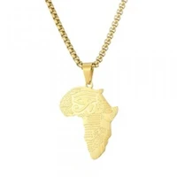 africa egypt map pendant necklace women mens chain hand carved eye of horus necklace hip hop style jewelry wholesale accessorie