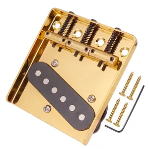 Gold 6 Flat Saddle Electric Guitar Bridge Pickup Musical Instrument  Accessories Parts 3 Screws Hole