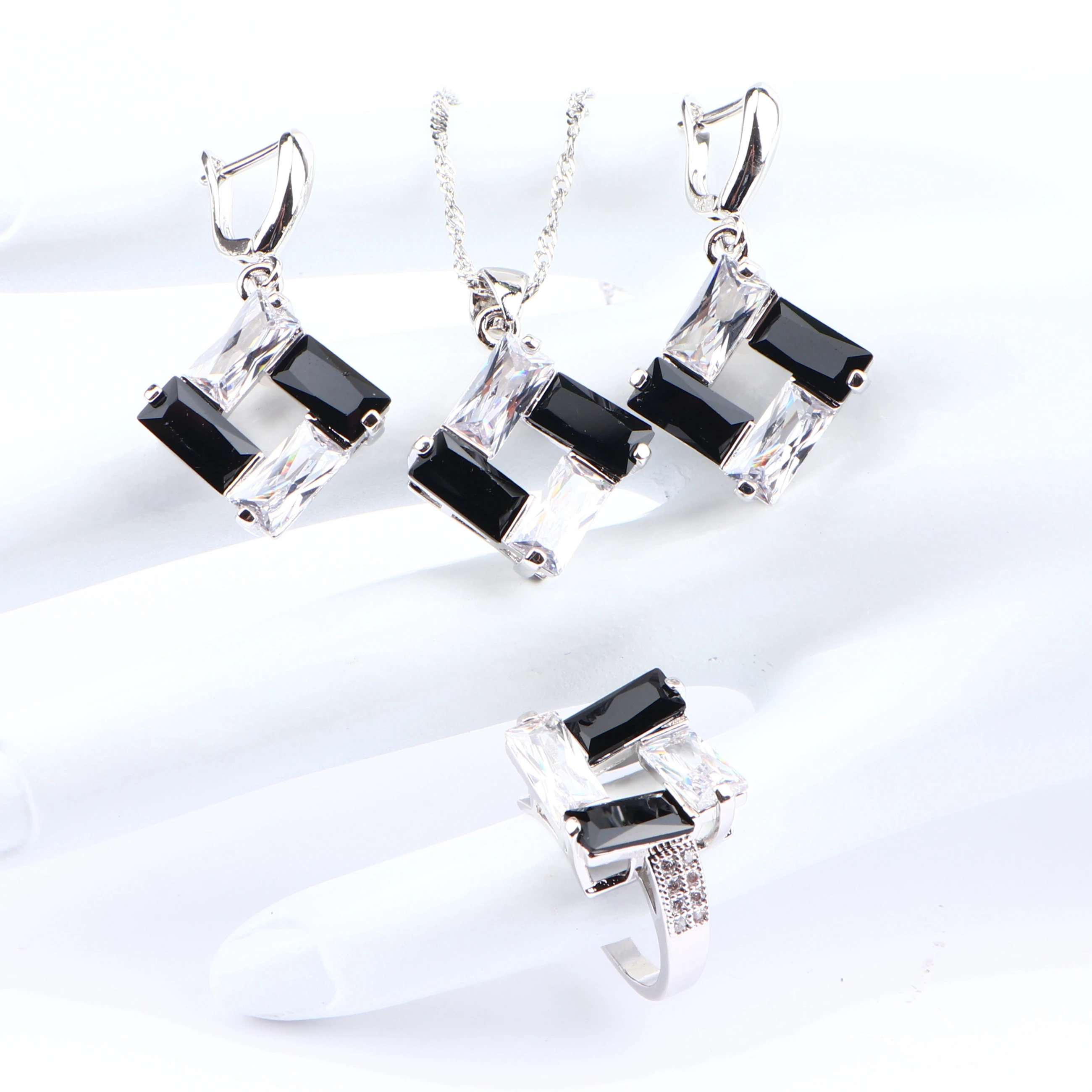 Женский комплект из колье серёг и браслета серебра 925 пробы | Украшения