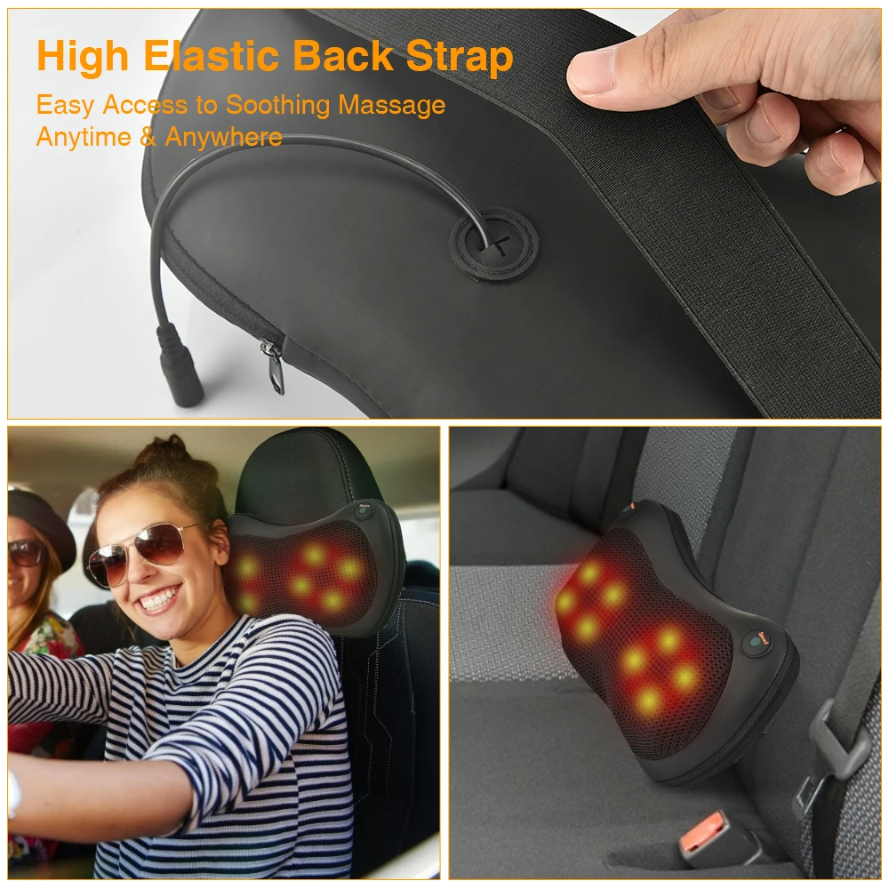 

Rechargeable Heating Massage Pillow Electric Shoulder Back Kneading Relaxation Massager Trigger Point Therapy Cervical Massager