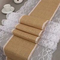 30275cm vintage jute burlap lace patchwork table runner for christmas wedding party dinner table decoration tablecloth
