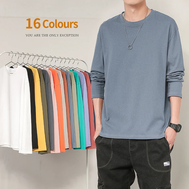 

16 Colors Long Sleeve T Shirts for Men 2021 Spring Fashion Trends New Arrive Clothing Teens Plus Size Crewneck Pullover Tops Tee