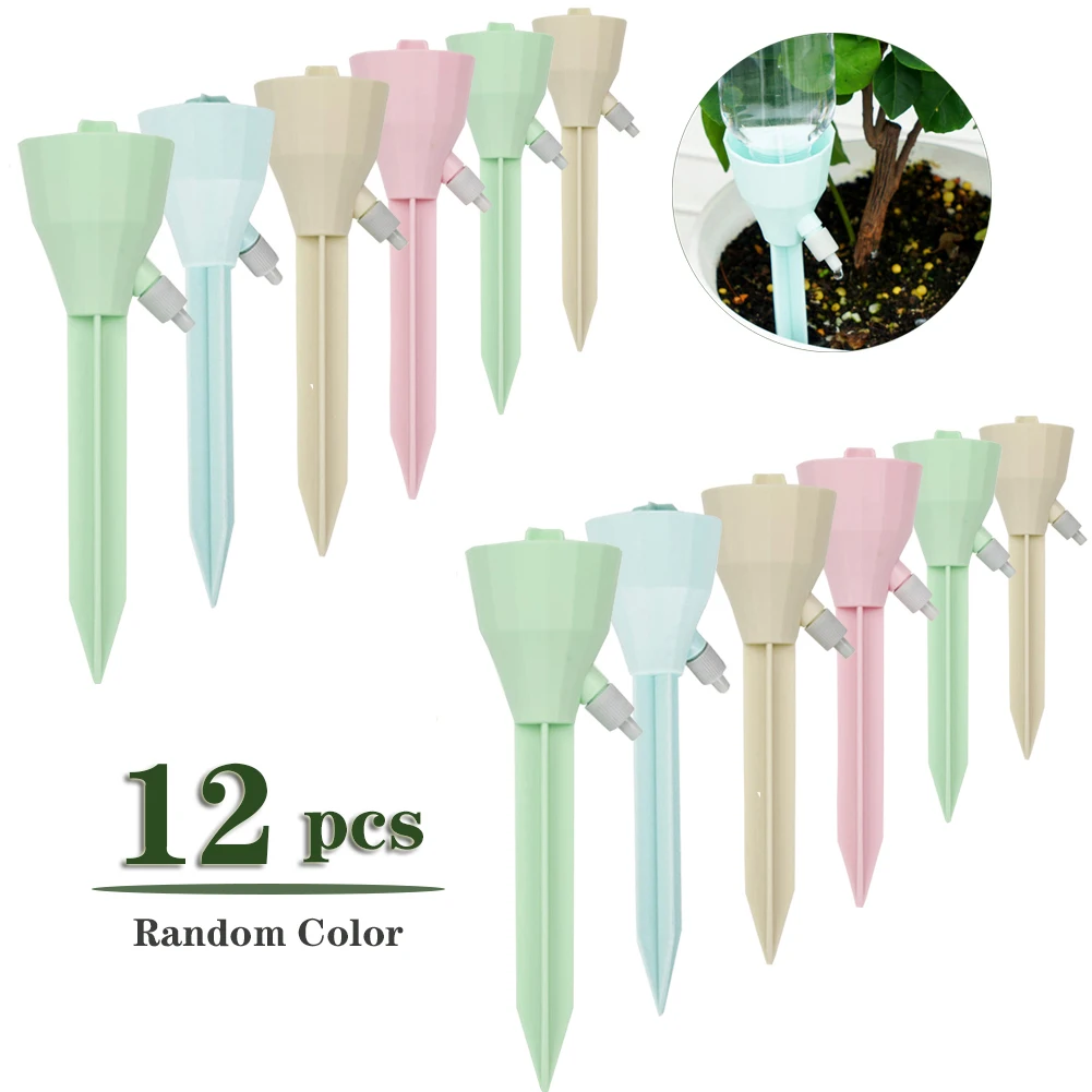 

12pcs Auto Drip Irrigation Equipment Adjustable Watering Spike Nail with Slow Release Control Valve Switch Garden Irrigation