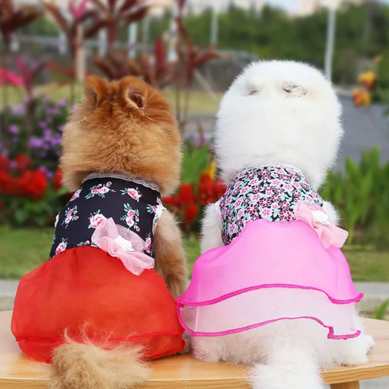 

Летнее платье для маленьких собак, платье с цветами, платье для вечеринки, дня рождения, юбка для щенка, весенняя одежда, товары для домашних ...