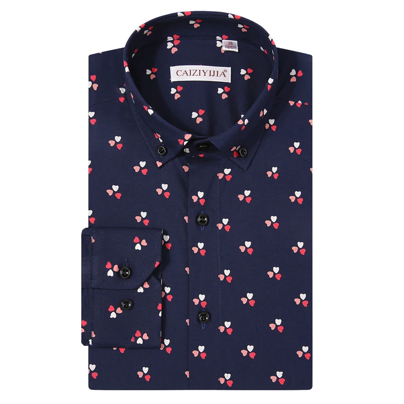 

Men's Casual All Over Printing Love Heart Pattern Dress Shirt Fashion Long Sleeve Comfortable Standard-fit Button Down Shirts