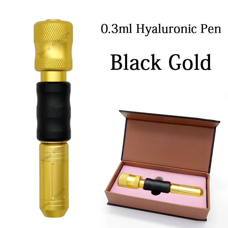 Black gold pen Высокое давление 0,3 мл Гиалуроновая кислота ручка высокая плотность Металл гиалуроник инъекции пистолет для против морщин лифтинг губ наполнитель гиалурон - Цвет: Black gold pen