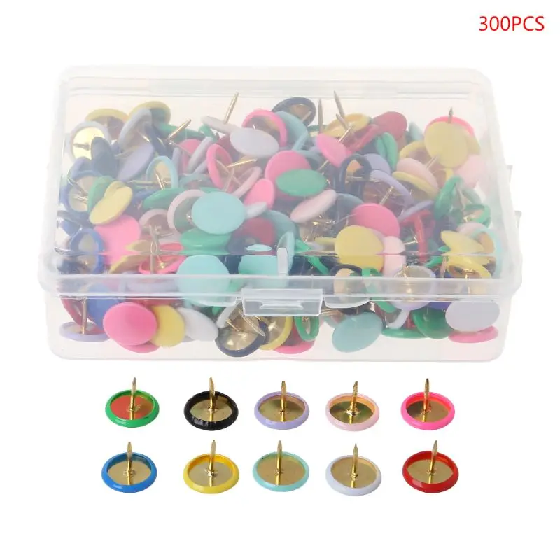 

300pcs Home Office Drawing Pins Pushpin Thumbtack Cork Board Push Pin Photo Wall Map Markers Mixed Color U4LD