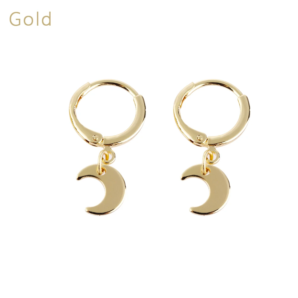 Type3-Gold 1 пара шикарных трендовых серебряных золотых сережек, простые круглые серьги-кольца ручной работы, маленькие треугольные серьги с маленькой звездой, серьги для пирсинга - Окраска металла: Type3-Gold