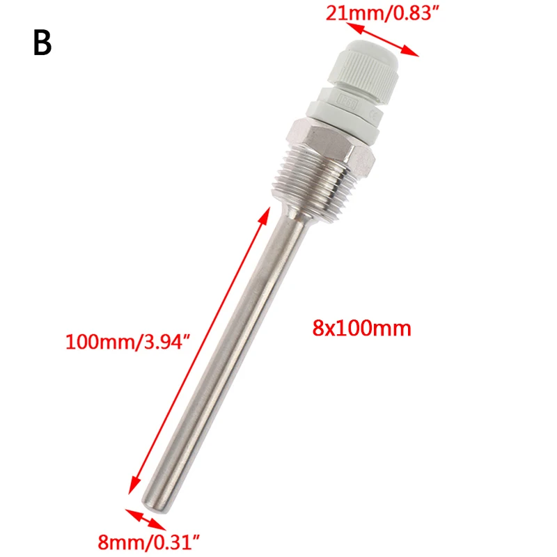100mm 50-200 мм термопровод из нержавеющей стали 1/" NPT резьба для температурных датчиков - Цвет: 100mm