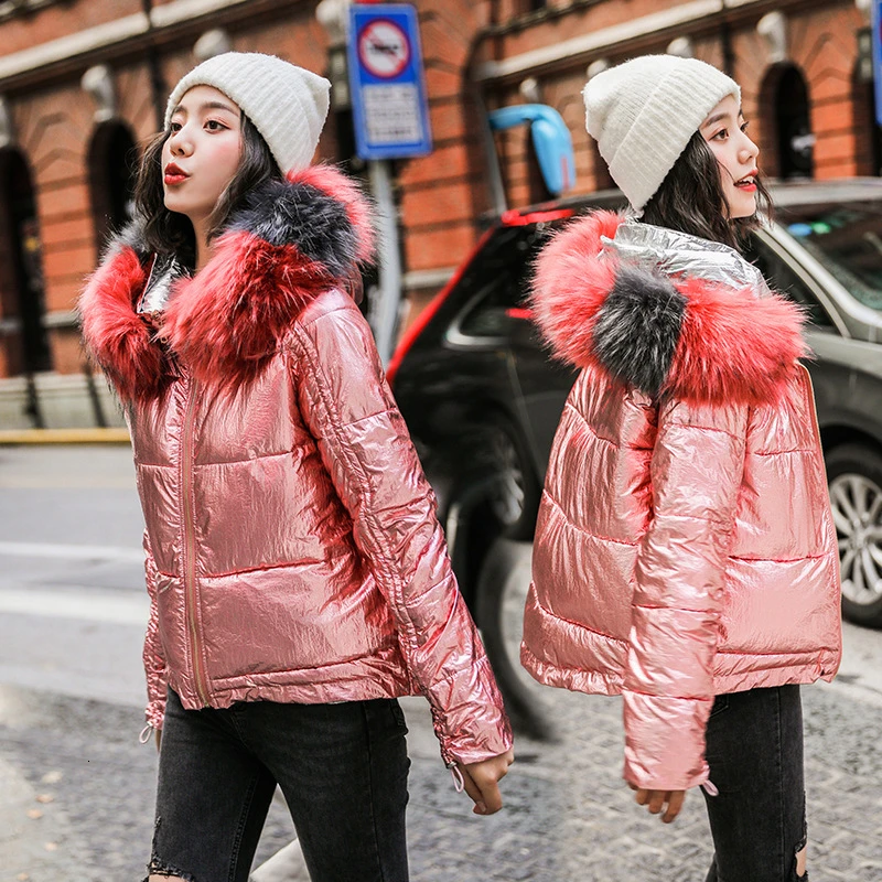 Jrnnorv 2019 Глянцевая пуховая хлопковая парка зимняя женская куртка с меховым