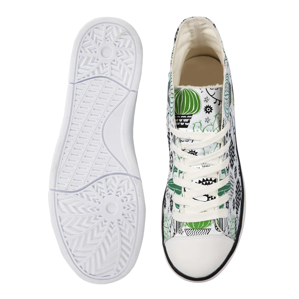 WHEREISART/Женская парусиновая обувь с изображением ежика и кактуса высокая флэтс