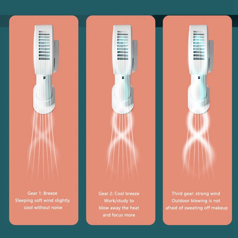 

USB Handheld Leafless Fan 1200Mah Personal Low Noise Rotatable Desktop