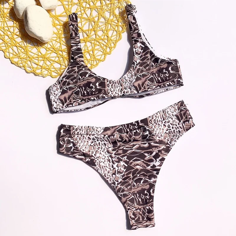 

New Brazilian Printed Bikini Snake Print Swimsuit Ladies Split Swimwear Hot Bikini Serpentine Sunbath Bathing Bather Wear
