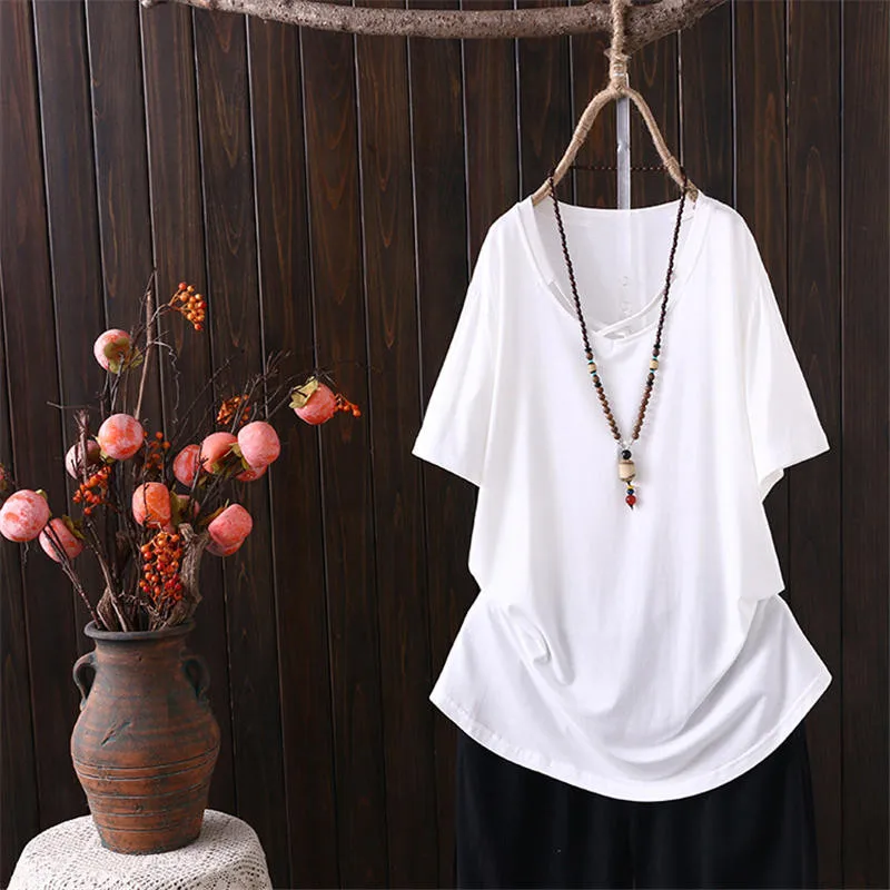 

Летняя детская футболка, женская одежда свободного покроя с коротким рукавом белые Блузы Топы в уличном стиле, с v-образной горловиной, своб...