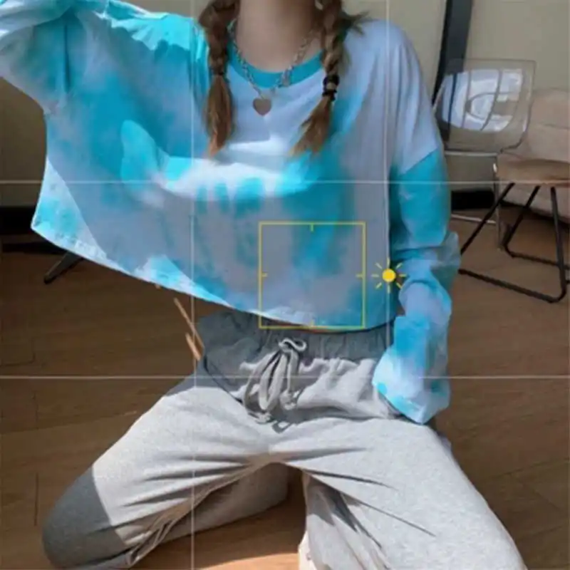 

Spring 2021 new Korean student's casual BF lazy style long sleeve T-shirt women's high waist navel top