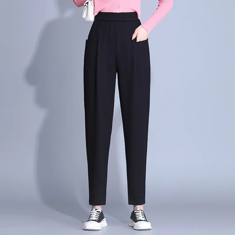 

Women Fashion High Waist Black Harem Pants Sweatpants Autumn Winter Female Vintage Streetwear Hip Hop Loose Casual Trousers 3328