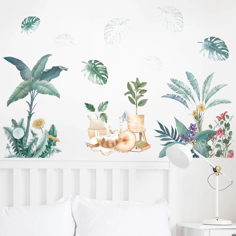 

Funny Cat Plant Pvc Wall Decals Home Decor For Kids Rooms Decoration Diy Pvc Home Decoration Accessories