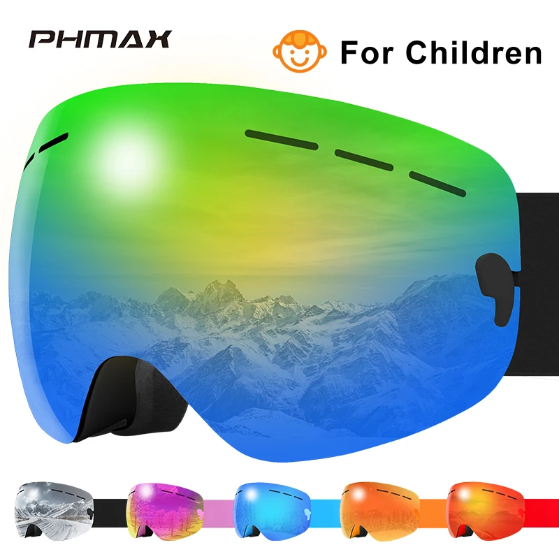 

PHMAX Kids Ski Goggles Winter Anti-Fog Children Skiing Goggles Girls Boys Ski Glasses Anti-UV Skating Skiing Glasses Eyewear