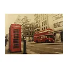 Лондонский красный автобус и телефонная будка Ностальгический ретро стиль крафт-бумага декоративная роспись настенные наклейки для кафе-бара домашний плакат