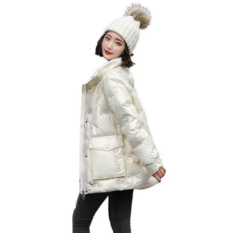 

Shiny down jacket women's new winter Korean fashion thick white duck down explosive loose jacket