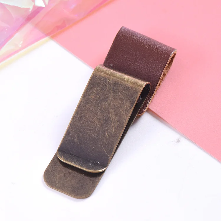 5x2cm 1 шт., металлический кожаный держатель для ручек, латунный зажим для карандашей из нержавеющей стали, винтажная молочная ручка для записной книжки, держатель, спиральный зажим для заметок - Цвет: 5x2cm