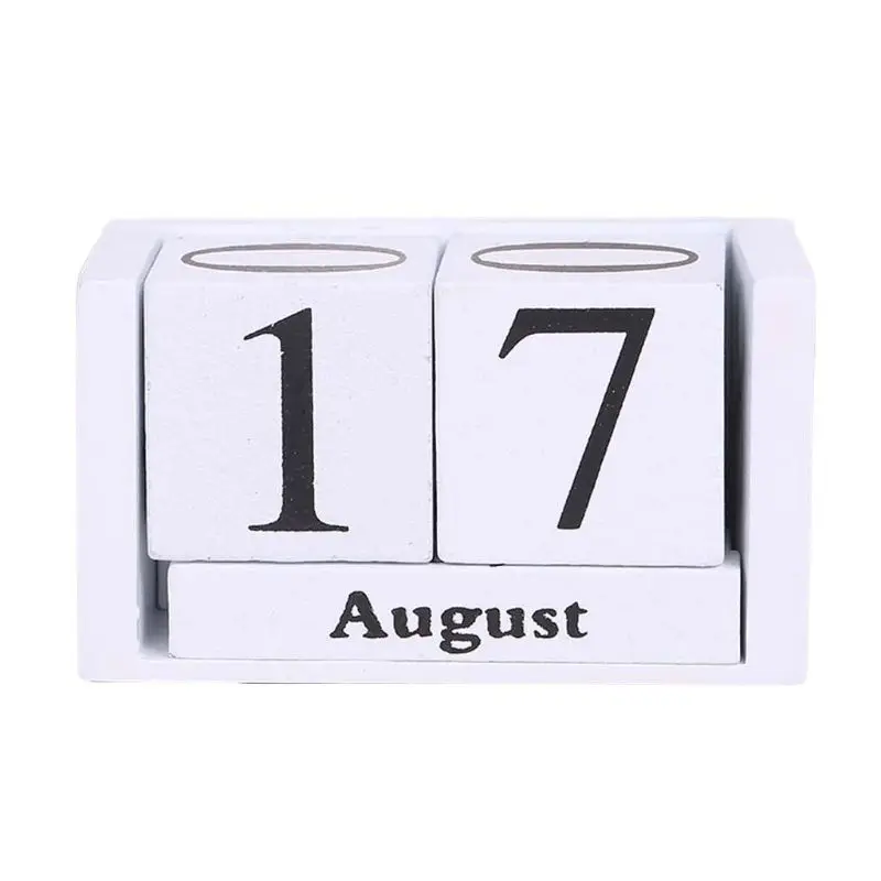 Vintage Wooden Perpetual Calendar Eternal Blocks Month Date Display Desktop Accessories Photography Props Home Office F2TA | Канцтовары