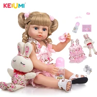 keiumi gold hair 22 inch reborn baby dolls 55 cm full silicone newborn toddler bath doll kids household playmate birthday gift