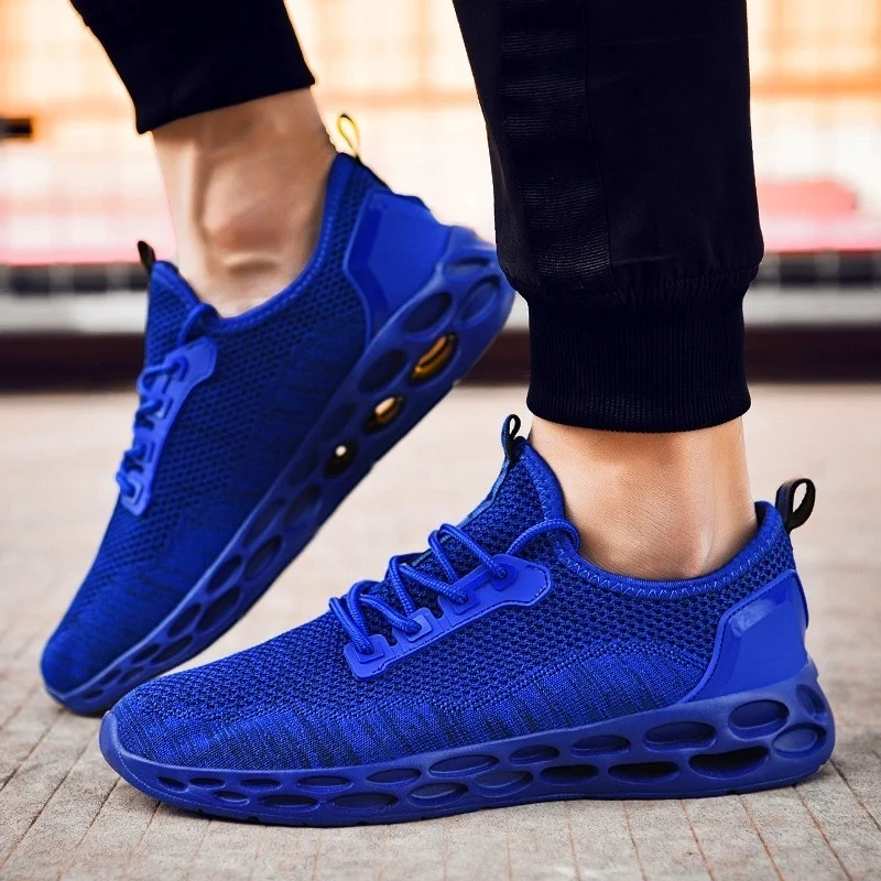 blue Damyuan/ г.; Модные осенние мужские повседневные удобные дышащие беговые кроссовки Flyweather; Спортивный светильник, увеличивающий рост; размеры 46-47 - Цвет: blue