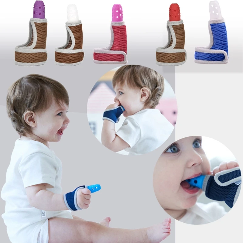 

Baby Child Finger Guard Stop Thumb Sucking Wrist Band Baby Nursing Mittens Teether Pacifier Newborn Dental Care