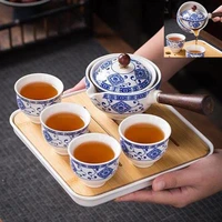porcelain chinese gongfu tea setportable teapot set with 360 rotation tea maker and infuser for travel home gifting outdoor
