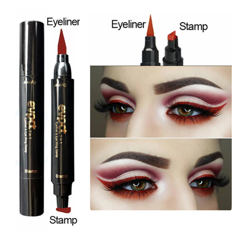 Синяя жидкая подводка для глаз Печать карандаш двойная головка макияж