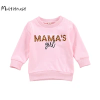 2020 autumn baby girls sweatshirts letter print leopard print long sleeve pullover cotton tops outfits 0 3y
