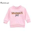 Осень 2020, свитшоты для маленьких девочек с буквенным принтом, пуловер с длинным рукавом и леопардовым принтом, хлопковые топы, наряды