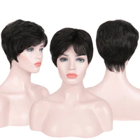 brazilian human hair short wigs for women non remy hair natural fashion lady short fake hair daily wig natural black brown wigs