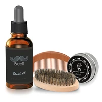 4 pcsset men beard growth kit hair growth enhancer thicker oil nourishing leave in conditioner beard grow set with comb