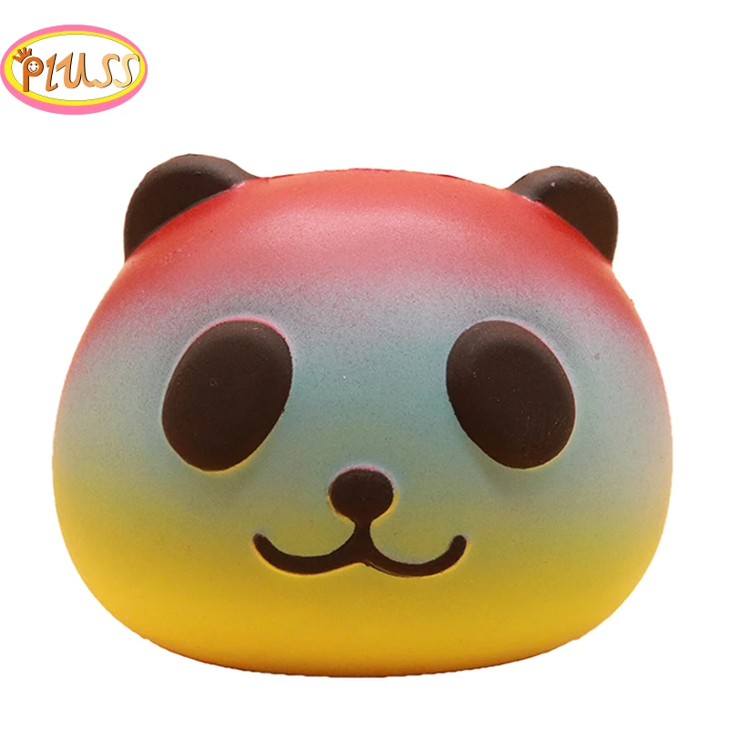 

New Cute Colorfu Panda Head Squishy Simulation Animal Doll Bread Cake Scented Slow Rising Stress Relief for Kid Funny Gift