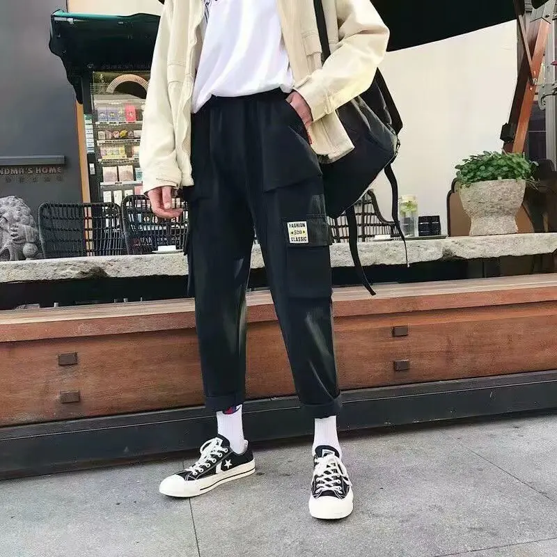 

Casual Cargo Pants Mens Polyester Joggers Baggy Tactical Trousers Harajuku Streetwear Hip Hop Pants Men
